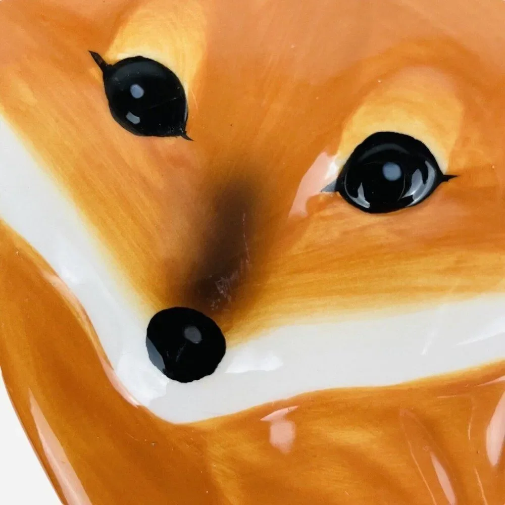 Adorable Orange Red Fox Face Tail Ceramic 8